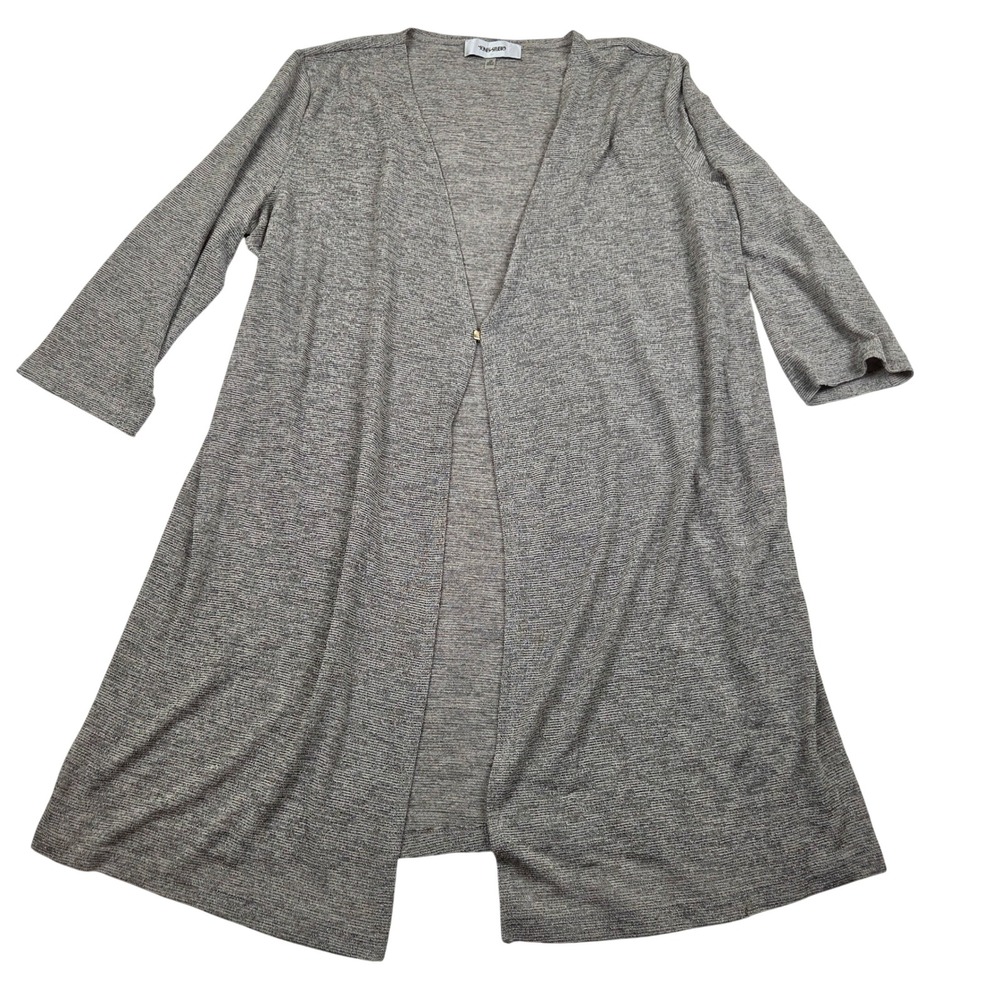 Jones Studio Long Cardigan Heather Gray Longline Open Front Knit Sweater 2X